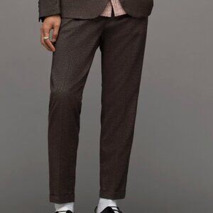 All Saints - Mens Lowdes Slim Fit Cropped Trousers - Size 28 - Brown